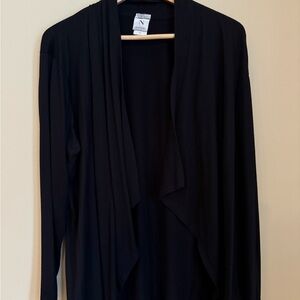 Natori Black Open-Front Cardigan with V-Neck